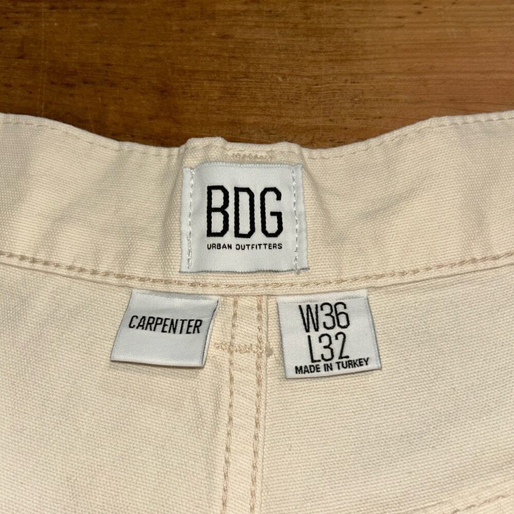 Mens BDG Urban Outfitters Carpenter Workwear Slouchy Wide Leg Cream Size 36 - Picture 4 of 12